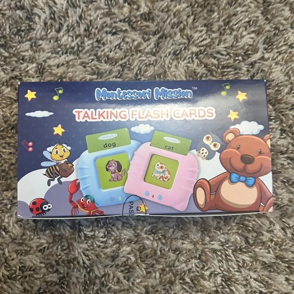 Montessori Talking Flash Cards Toy for Toddlers,Sensory Learning (Pink)- NIB